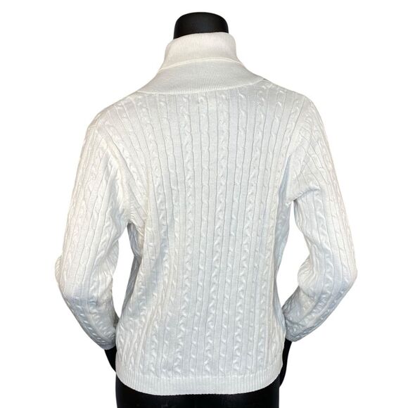 Studio Works Cable Knit Sweater Womens Size Medium Cozy Warm Wrapped Neck - Picture 3 of 6